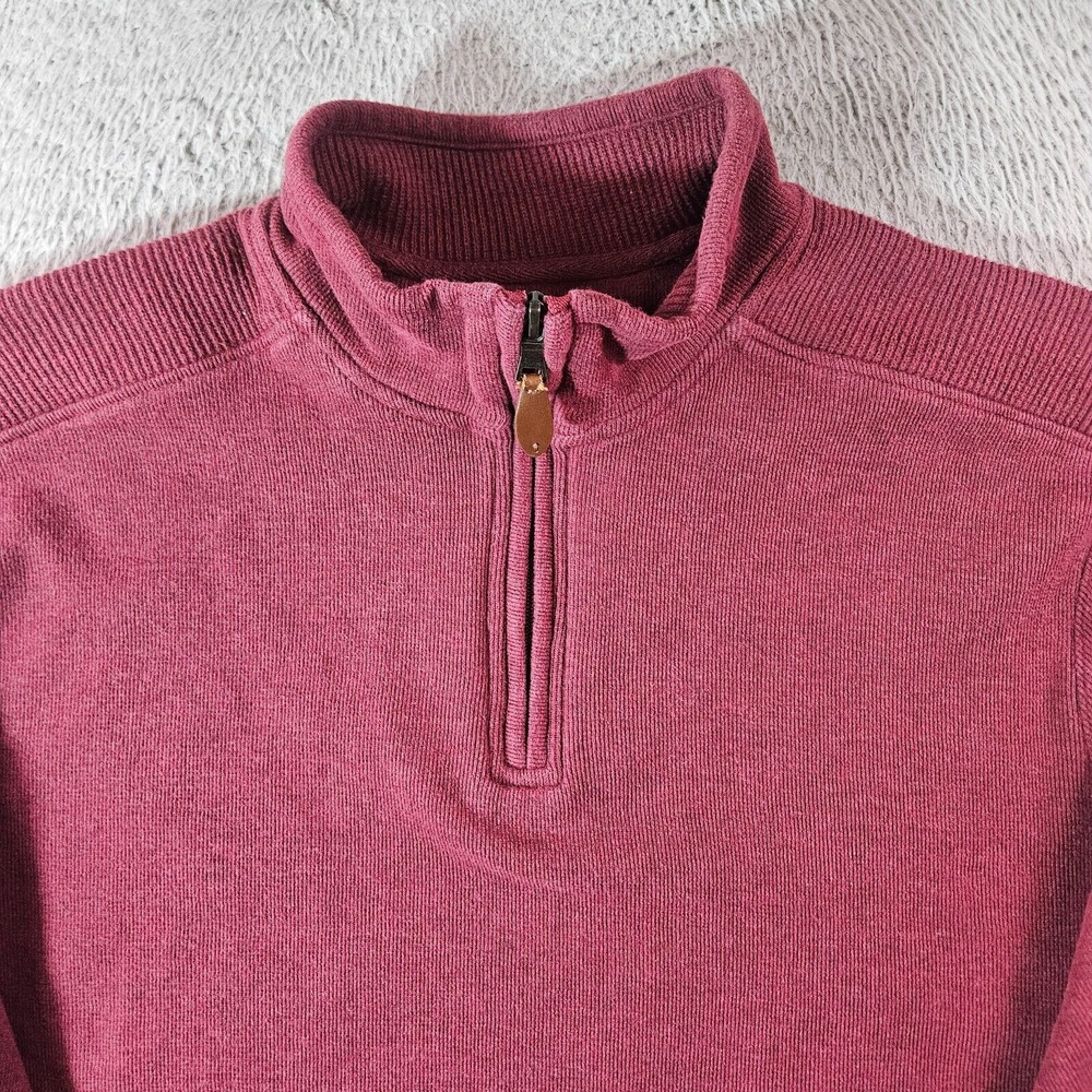 Johnston & Murphy Sweater Men 2XL Maroon Red 1/4‎ Zip Pullover Cotton Blended